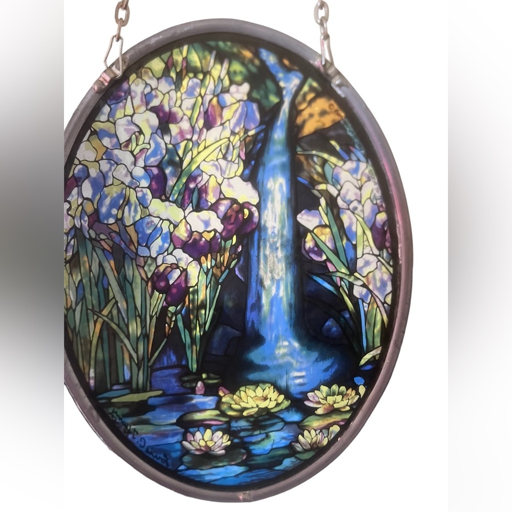 *Reposting* Stained Glass Suncatcher Waterfall Louis C Tiffany Glassmasters 1989
